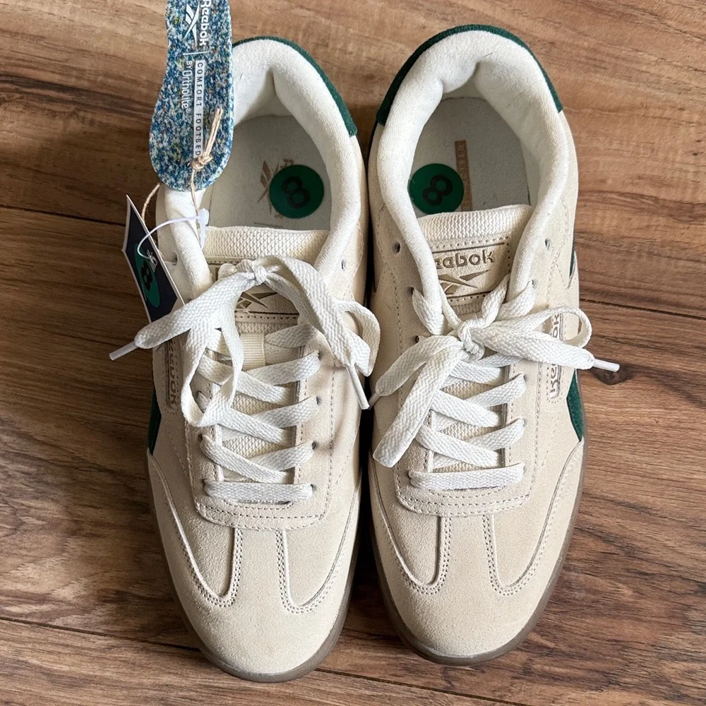NWOT Reebok Cream and Dark Green Classic Sneakers - Picture 5 of 5